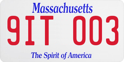 MA license plate 9IT003