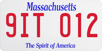 MA license plate 9IT012
