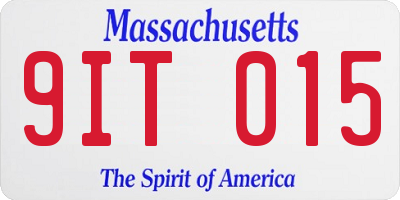 MA license plate 9IT015