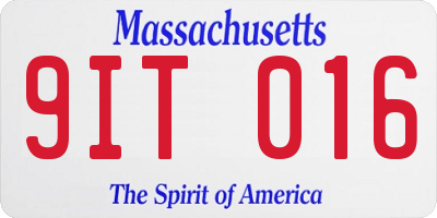 MA license plate 9IT016