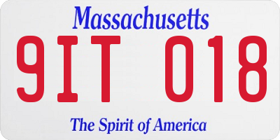 MA license plate 9IT018