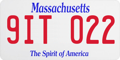 MA license plate 9IT022