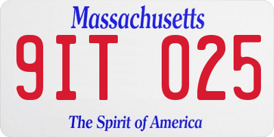 MA license plate 9IT025