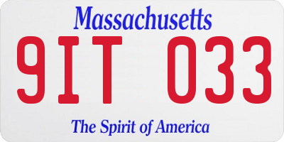 MA license plate 9IT033