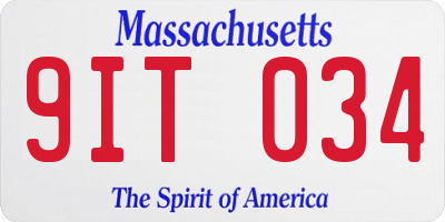 MA license plate 9IT034