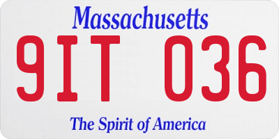 MA license plate 9IT036