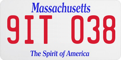 MA license plate 9IT038