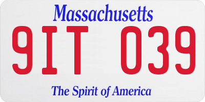 MA license plate 9IT039