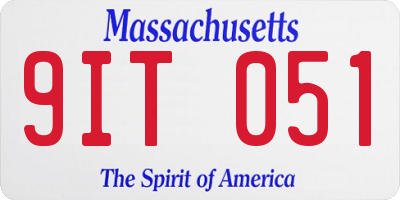 MA license plate 9IT051