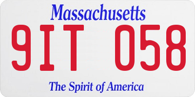 MA license plate 9IT058