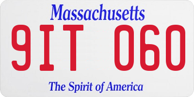 MA license plate 9IT060