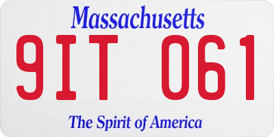 MA license plate 9IT061