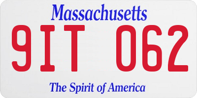 MA license plate 9IT062