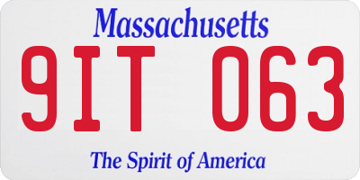 MA license plate 9IT063