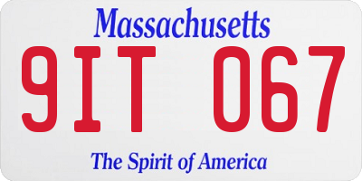 MA license plate 9IT067