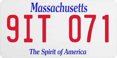 MA license plate 9IT071