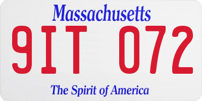 MA license plate 9IT072