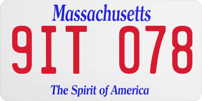 MA license plate 9IT078