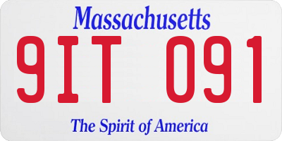 MA license plate 9IT091