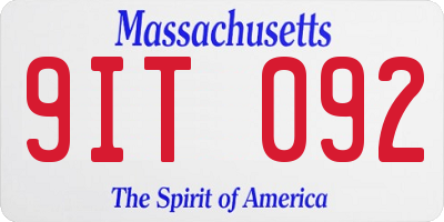 MA license plate 9IT092
