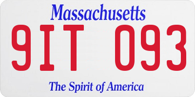 MA license plate 9IT093