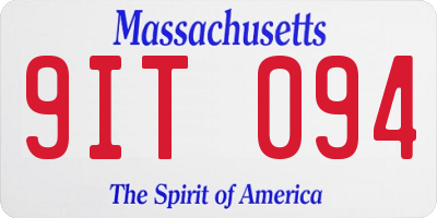 MA license plate 9IT094