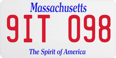 MA license plate 9IT098