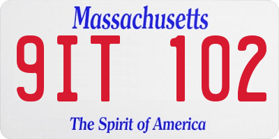 MA license plate 9IT102