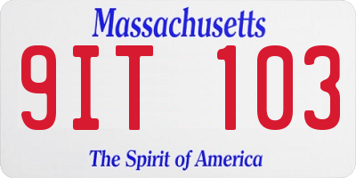 MA license plate 9IT103