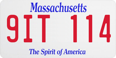 MA license plate 9IT114