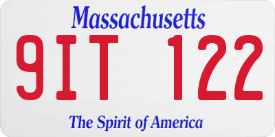 MA license plate 9IT122