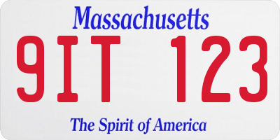 MA license plate 9IT123