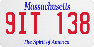 MA license plate 9IT138