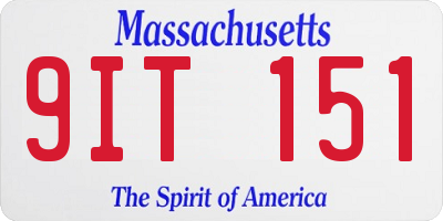 MA license plate 9IT151