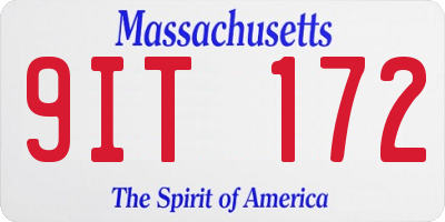 MA license plate 9IT172