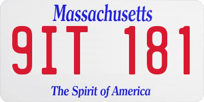 MA license plate 9IT181