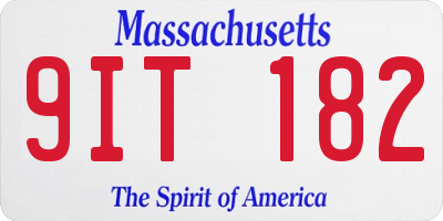 MA license plate 9IT182