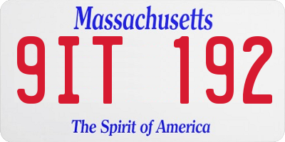 MA license plate 9IT192