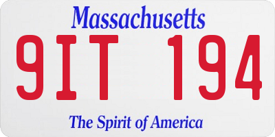 MA license plate 9IT194