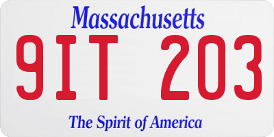 MA license plate 9IT203