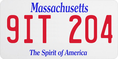 MA license plate 9IT204