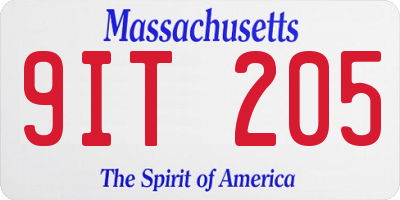 MA license plate 9IT205