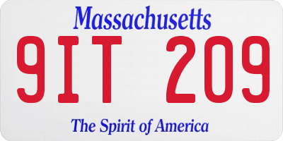 MA license plate 9IT209