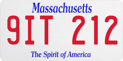 MA license plate 9IT212