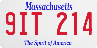 MA license plate 9IT214