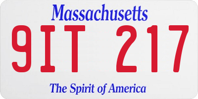 MA license plate 9IT217