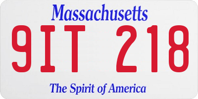 MA license plate 9IT218