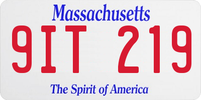 MA license plate 9IT219