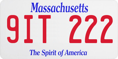 MA license plate 9IT222