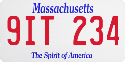 MA license plate 9IT234